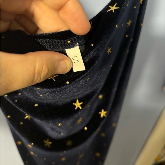 Navy Blue Dress with Gold Stars - Picture 7 of 8